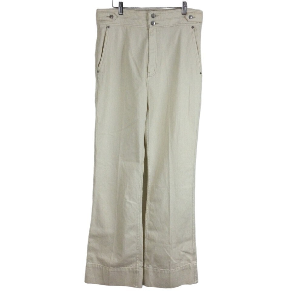 Current Elliott Women significant other Wide Leg Denim Pants Cream Sz 32 NWT